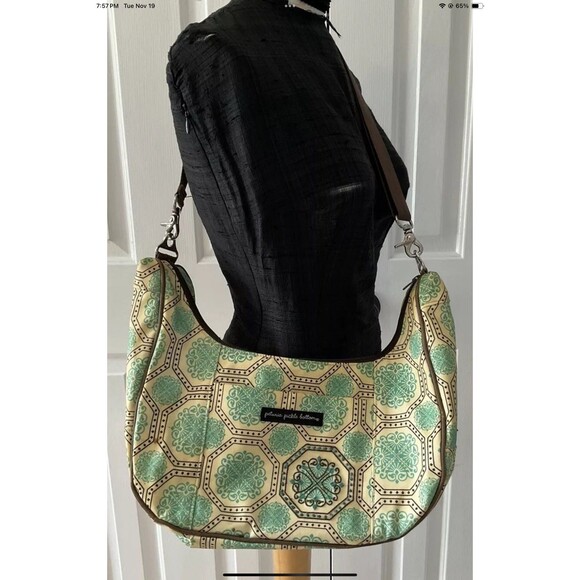 Petunia Pickle Bottom Touring Tote Diaper Bag Crossbody Beige/Teal ****READ - Picture 1 of 12